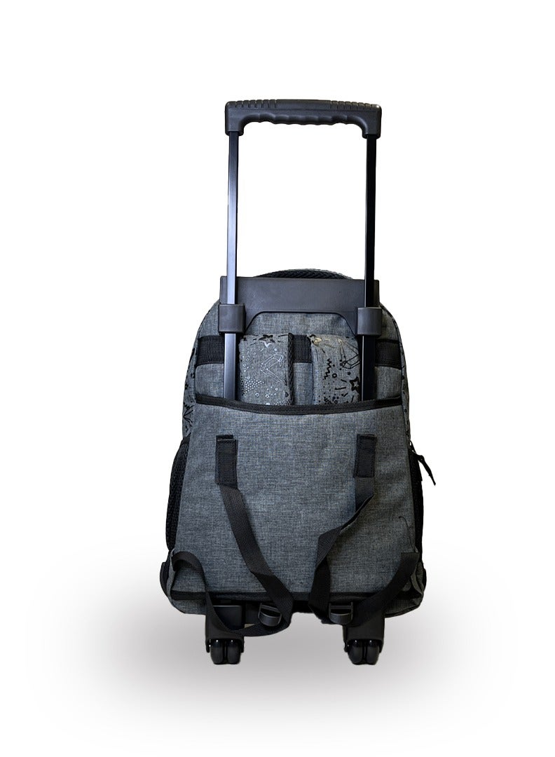 nuzki Nuzki Kids Backpack for Students , Backpack for Girls and Boys, 18 Inch Trolley School Backpack with Pencil Case Lunch Bag, 3 in 1 Bookbag Set for School Kids Trolley Travel Bag (Grey) - Image 3