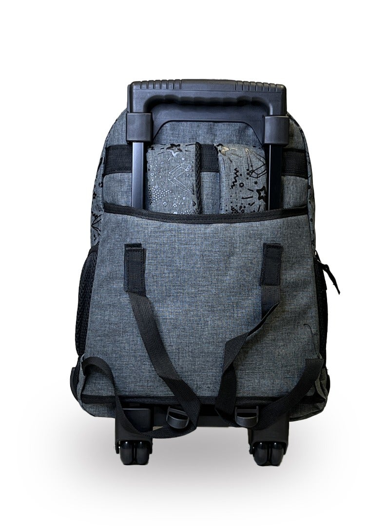 nuzki Nuzki Kids Backpack for Students , Backpack for Girls and Boys, 18 Inch Trolley School Backpack with Pencil Case Lunch Bag, 3 in 1 Bookbag Set for School Kids Trolley Travel Bag (Grey) - Image 5