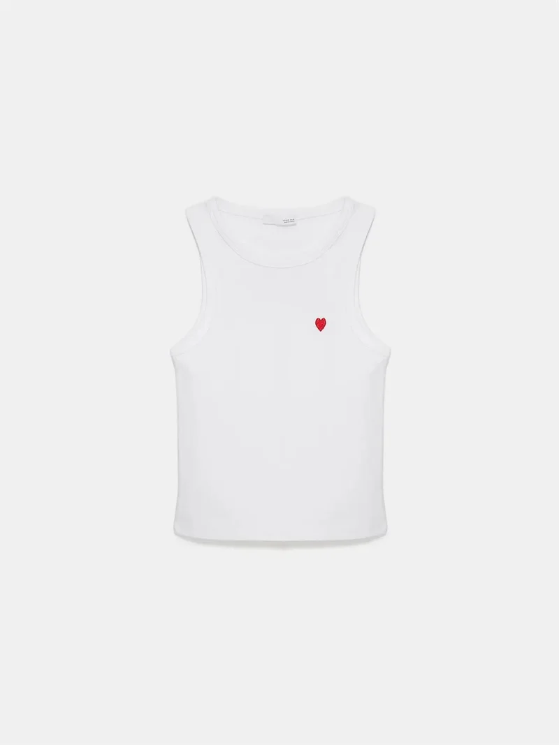 ديلفين DILVIN Embroidered Sleeveless Slim-Fit Jersey Blouse