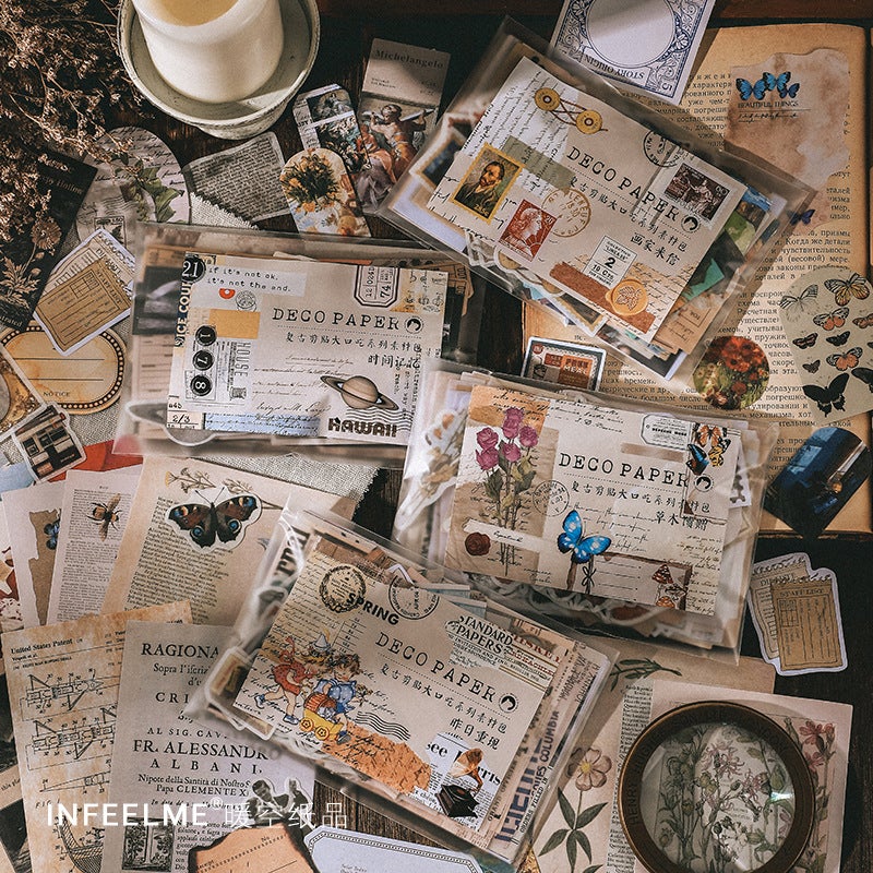 Infeel.Me Material Bag Retro Clip Big Stuttering Series Retro Art Hand Account Diy Material Paste 4 - Image 3