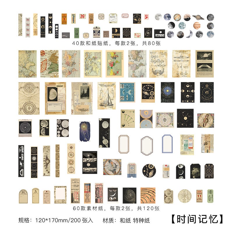 Infeel.Me Material Bag Retro Clip Big Stuttering Series Retro Art Hand Account Diy Material Paste 4 - Image 1