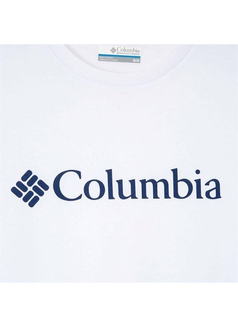 Columbia Csc M Basic Bıg Logo Brushed Ss Tee Men's T-Shirt White CS0287-100  - Image 3