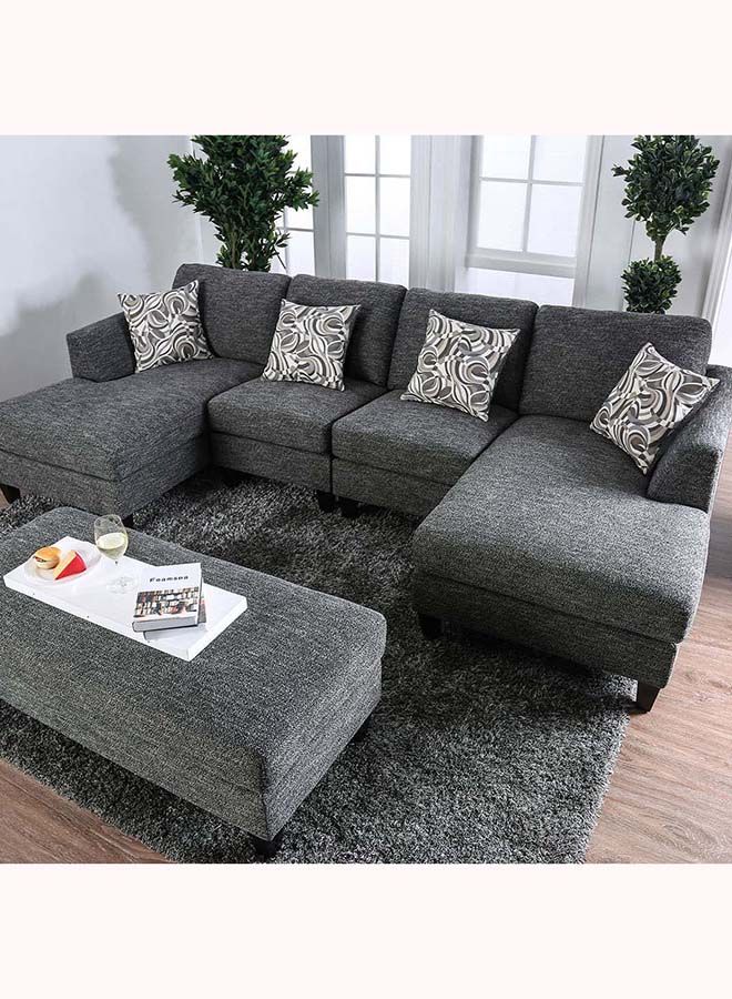FSH Furniture Fabric Modular 5Pcs Bed Couch Sectional Dark Grey 300x150x90 cm - Image 1