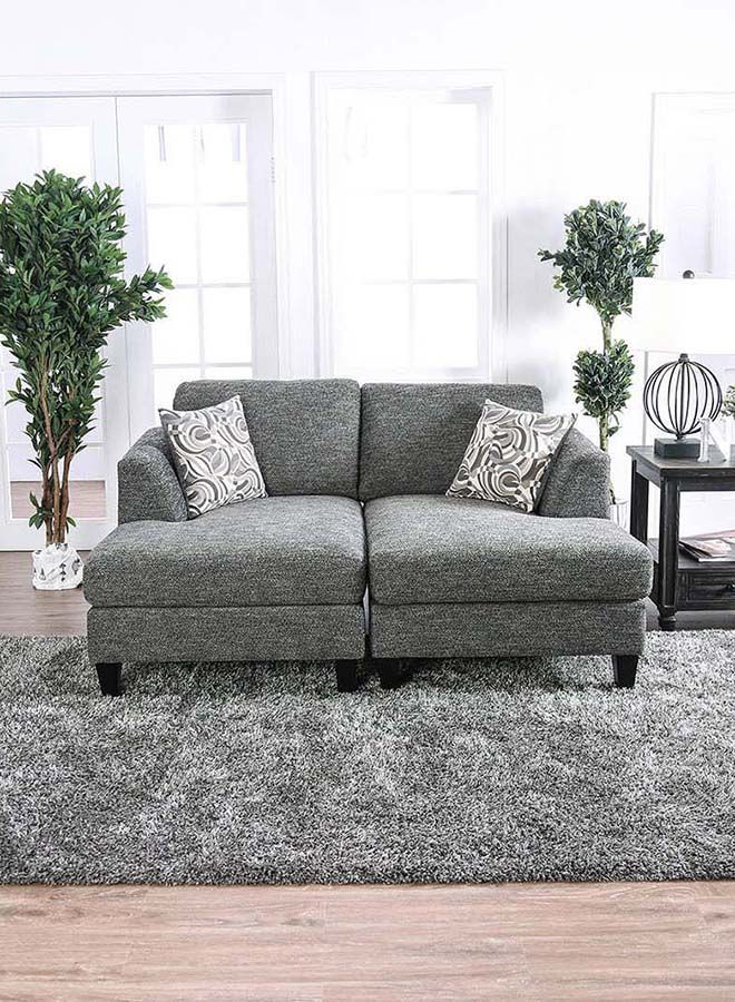 FSH Furniture Fabric Modular 5Pcs Bed Couch Sectional Dark Grey 300x150x90 cm - Image 3