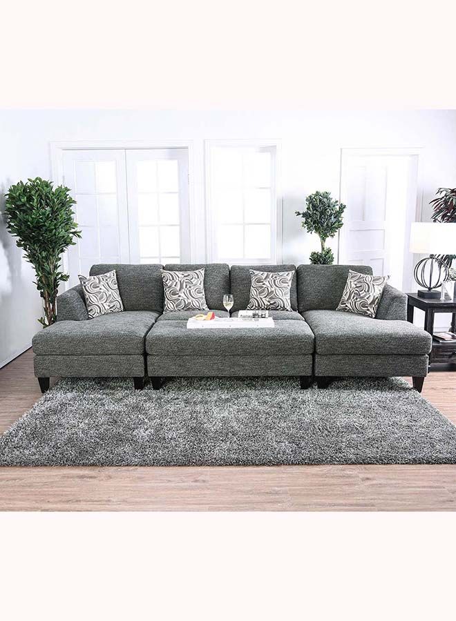 FSH Furniture Fabric Modular 5Pcs Bed Couch Sectional Dark Grey 300x150x90 cm - Image 2
