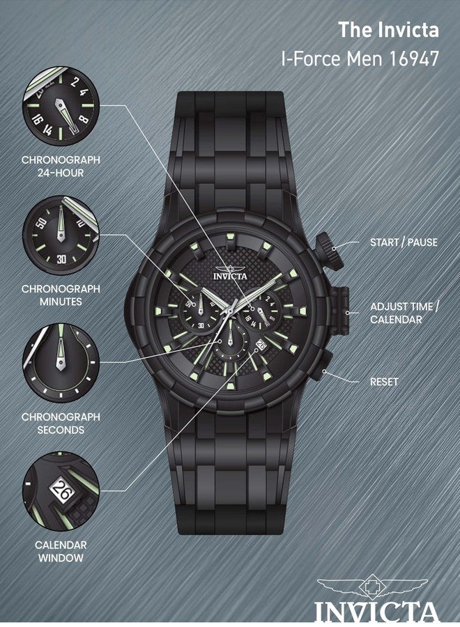 Invicta Men's 16974 I-Force Analog Display Japanese Quartz Black Watch, Black, Standard, 16974 - Image 5