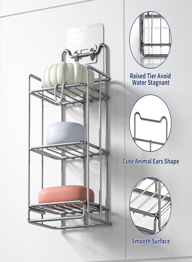 Bernkot 3 Tier Soap Bar Holder, 304 Stainless Steel Soap Dish for Bathroom, Removable Sponge Rack for Kitchen Sink (Silver) - Image 5