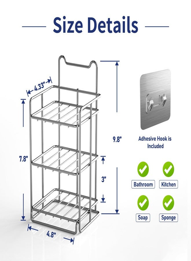 Bernkot 3 Tier Soap Bar Holder, 304 Stainless Steel Soap Dish for Bathroom, Removable Sponge Rack for Kitchen Sink (Silver) - Image 2