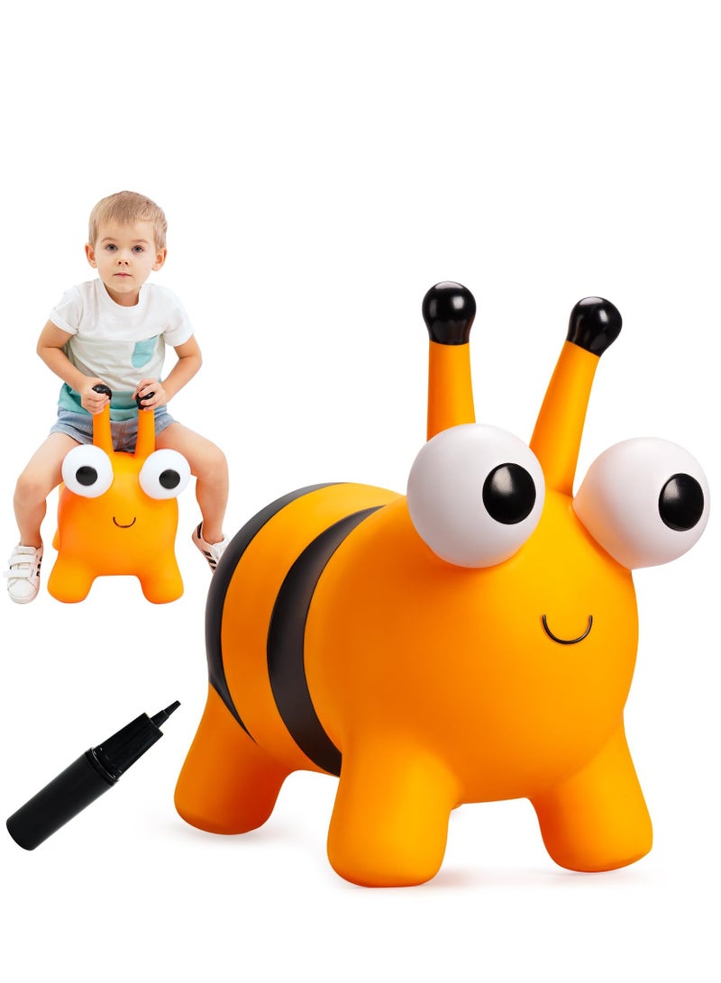 Excefore Bouncy Animals for Toddlers 1-8+, Bee Bouncy Horse for Toddlers 18 Months+, Inflatable Ride-On Bouncy Animal Hopper Toys, Easter Gift, Outdoor Indoor Soft Play Equipment (Pump Included) - Image 1