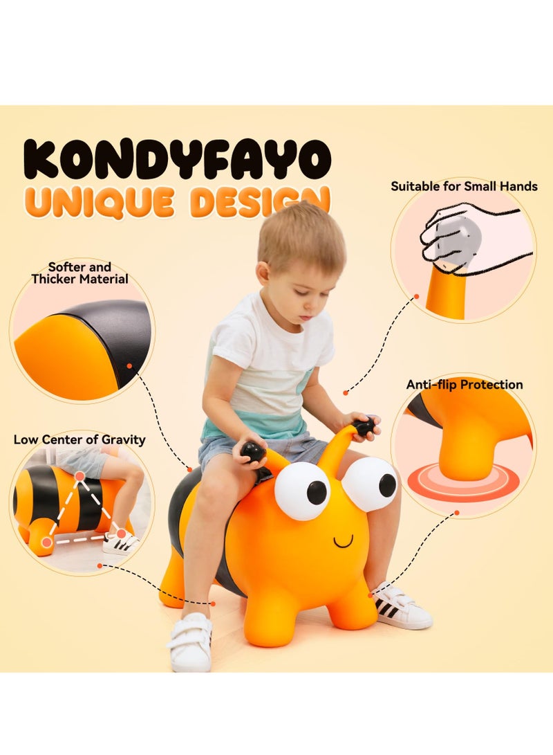 Excefore Bouncy Animals for Toddlers 1-8+, Bee Bouncy Horse for Toddlers 18 Months+, Inflatable Ride-On Bouncy Animal Hopper Toys, Easter Gift, Outdoor Indoor Soft Play Equipment (Pump Included) - Image 3