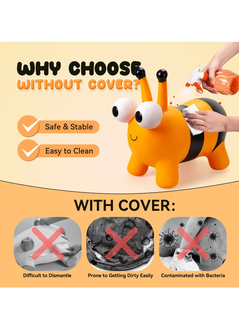 Excefore Bouncy Animals for Toddlers 1-8+, Bee Bouncy Horse for Toddlers 18 Months+, Inflatable Ride-On Bouncy Animal Hopper Toys, Easter Gift, Outdoor Indoor Soft Play Equipment (Pump Included) - Image 5