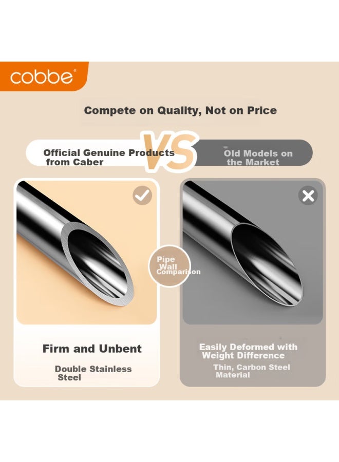 Cobbe No-drill Extendable Clothes Drying Rod, Balcony Horizontal Rod, Clothes Rack, Wardrobe Rod, Hanging Rod, Shower Curtain Rod, Support Rod, 70-115 - Image 3