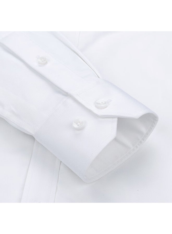 Firs Wool Lined Thermal Shirt Men Pure Cotton Wrinkle-free Business Thickened Shirt White Warm 39 - Image 5