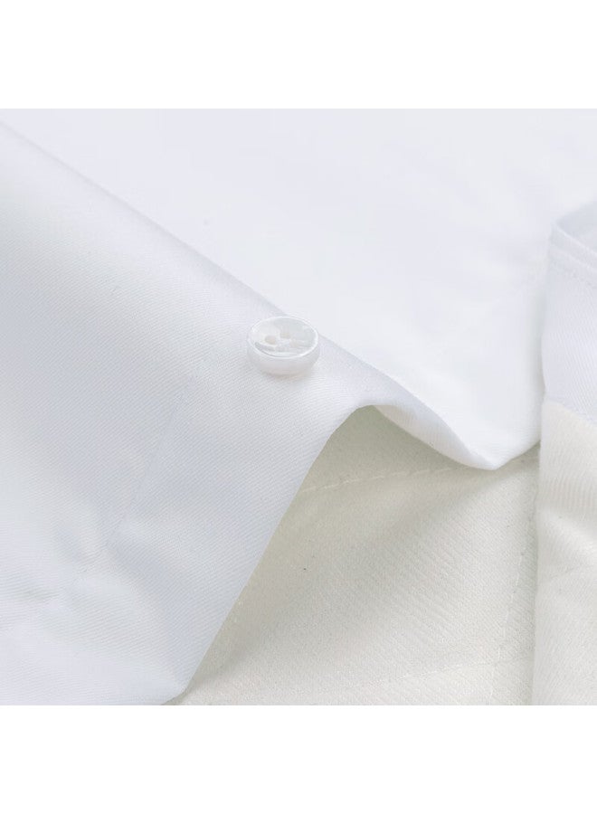 Firs Wool Lined Thermal Shirt Men Pure Cotton Wrinkle-free Business Thickened Shirt White Warm 39 - Image 2