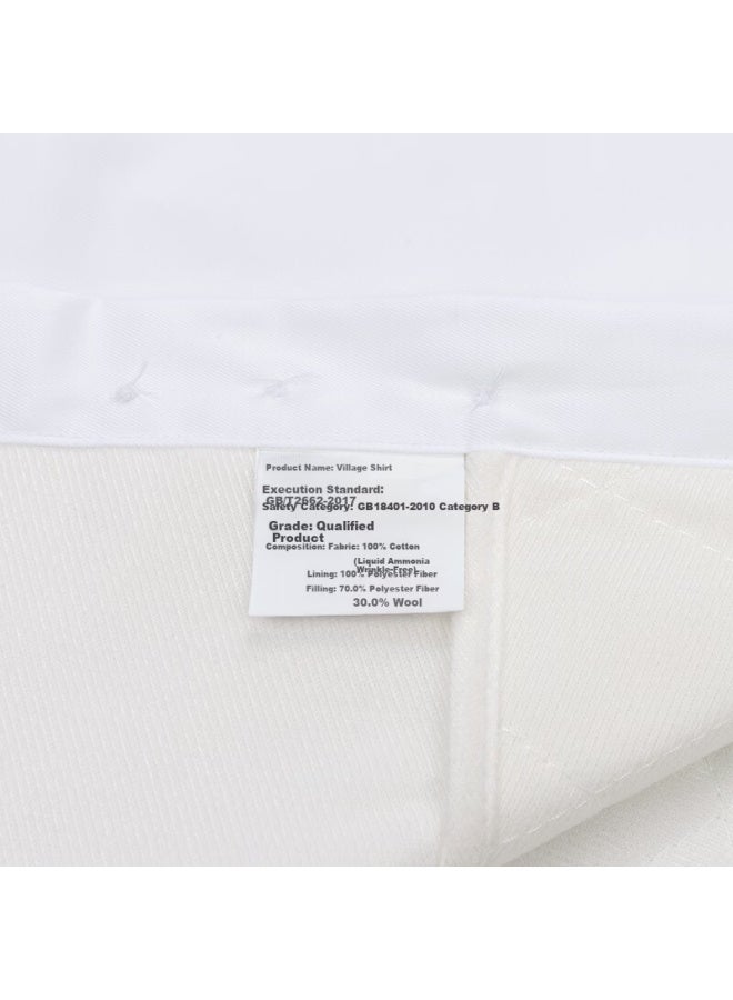 Firs Wool Lined Thermal Shirt Men Pure Cotton Wrinkle-free Business Thickened Shirt White Warm 39 - Image 3