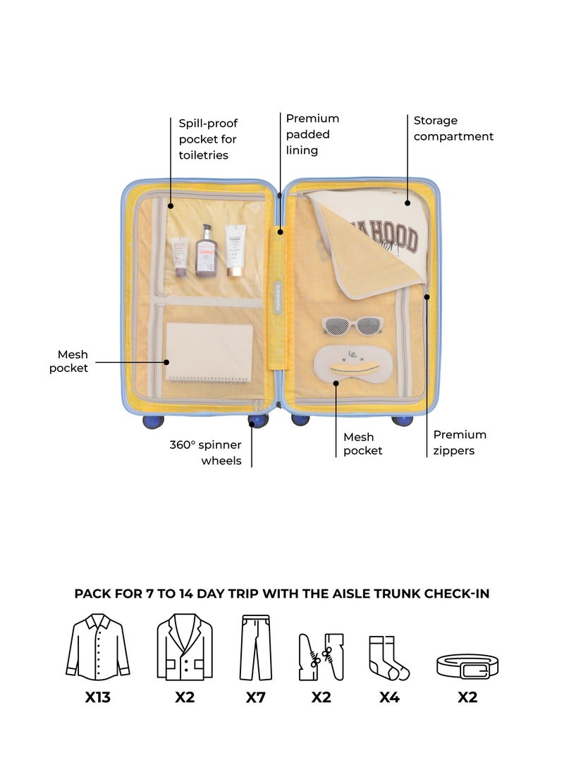 Mokobara The Aisle Trunk Check-In Luggage - Durable Polycarbonate Material | Shy Blue, Light Blue - Image 5
