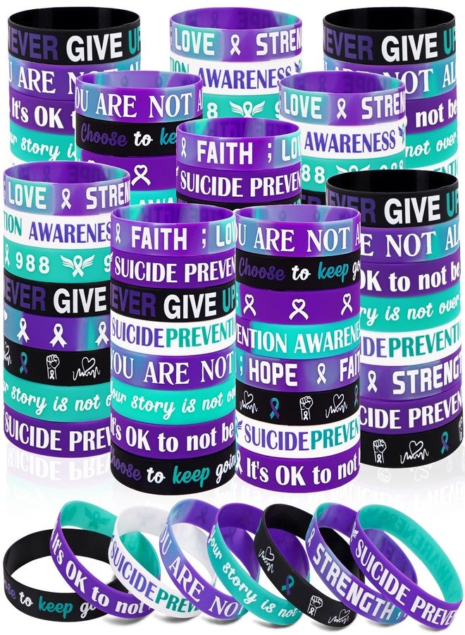 Moon Boat 100PCS Suicide Prevention Awareness Silicone Inspirational Wristbands Items Bulk - Image 1