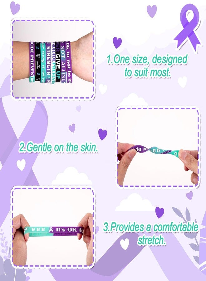 Moon Boat 100PCS Suicide Prevention Awareness Silicone Inspirational Wristbands Items Bulk - Image 5