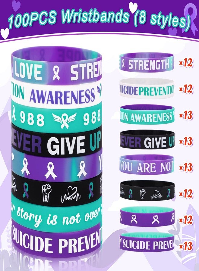Moon Boat 100PCS Suicide Prevention Awareness Silicone Inspirational Wristbands Items Bulk - Image 4
