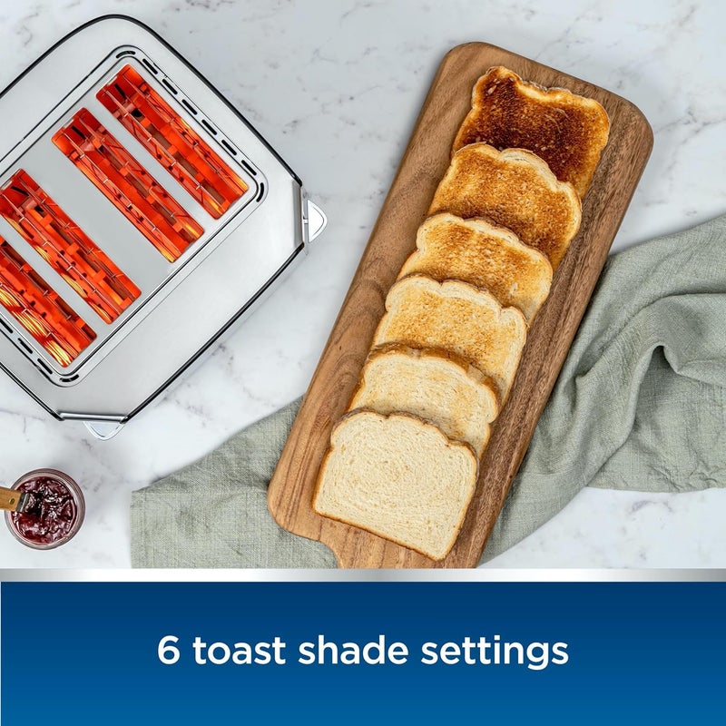 Oster 4-Slice Toaster Touch Screen Stainless Steel Digital Timer 6 Shade Settings Easy to Clean Removable Crumb Tray - Image 4