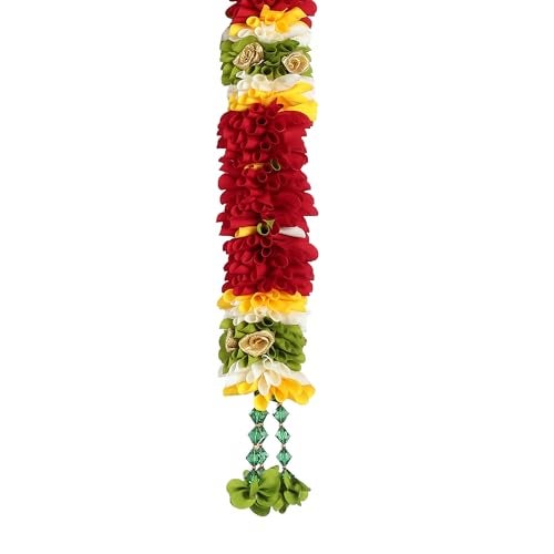Daedal Crafters Maroon Crystal Door Set Toran for Main Door Entrance, Reusable Thoran for Mandir & Living Room Décor, Bandarwal for Festival Decoration, Flower Hanging for Home Décor (42x24 inch) - Image 5
