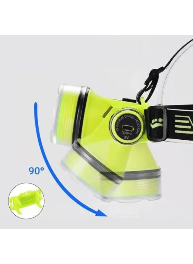 Forthcan Rechargeable LED Diving Headlamp, IPX8 Waterproof Bright Scuba Flashlight, 2 Light Modes, Forehead Diving Light for Snorkeling and Underwater Use - Image 2