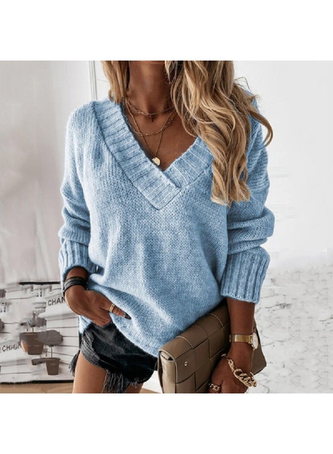 NIBEMINENT Pullovers Women Sweaters Pure Color  Autumn Winters v-neck Female Long Sleeve Sweaters Women Fashion - Image 1