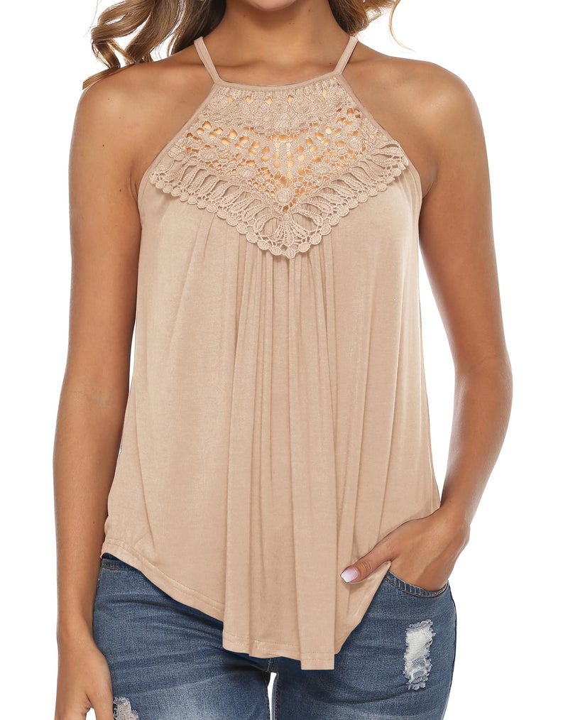 Bluetime Casual Tops for Women Trendy Halter Ruffle Sleeveless Tunic Tank Tops Cute Summer Outfits Large - Image 1