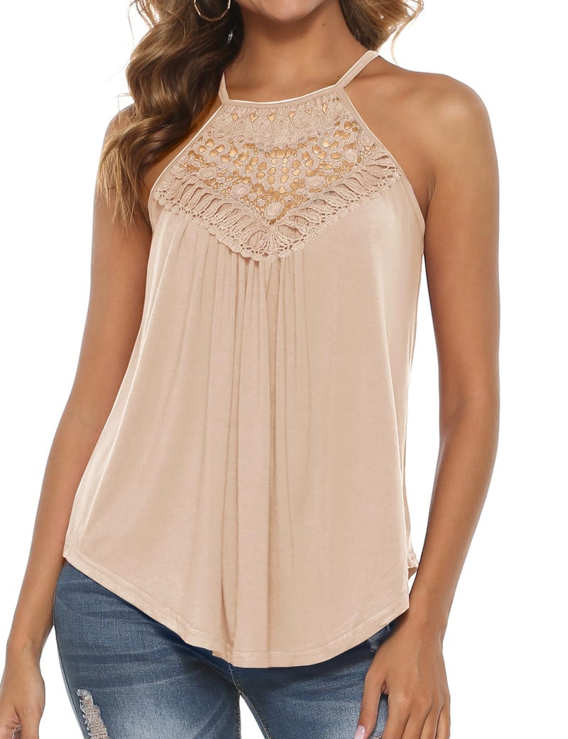 Bluetime Casual Tops for Women Trendy Halter Ruffle Sleeveless Tunic Tank Tops Cute Summer Outfits Large - Image 2