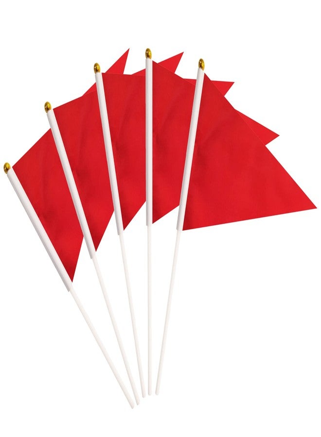 tibijoy 25 Pack Red Pennant Flags Small Mini Hand Held Solid Color Pennant DIY Graffiti Flags On Sticks,Party Events Celebration,School,Grand Opening,Kids Birthday,Sports Clubs,Flower Pot (Red) - Image 1