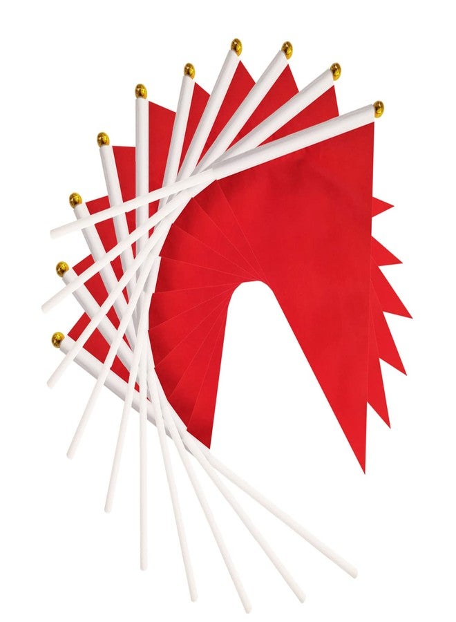 tibijoy 25 Pack Red Pennant Flags Small Mini Hand Held Solid Color Pennant DIY Graffiti Flags On Sticks,Party Events Celebration,School,Grand Opening,Kids Birthday,Sports Clubs,Flower Pot (Red) - Image 3