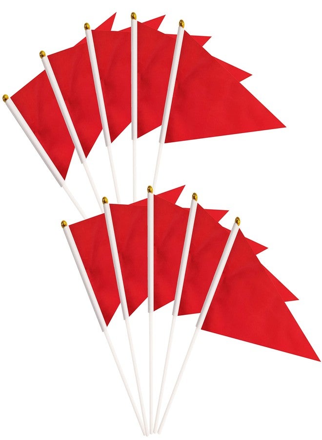 tibijoy 25 Pack Red Pennant Flags Small Mini Hand Held Solid Color Pennant DIY Graffiti Flags On Sticks,Party Events Celebration,School,Grand Opening,Kids Birthday,Sports Clubs,Flower Pot (Red) - Image 2