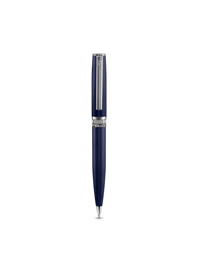 POLICE Vivaldi Matte Blue Twist Ballpoint Pen for Men, Blue Ink - Image 1