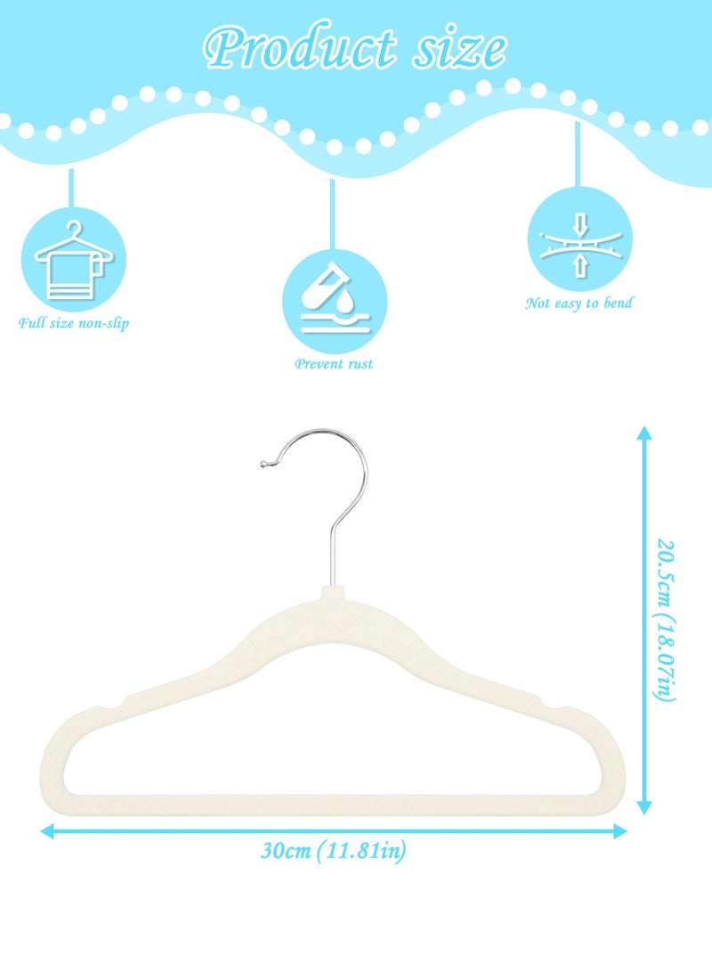Rightsure Baby clothes hanger, kids velvet clothes hanger, kids clothes hanger with 360 degree rotating hook, grooved shoulder design for kids clothes, sturdy and durable clothes hanger 30 pack (off white) - Image 2