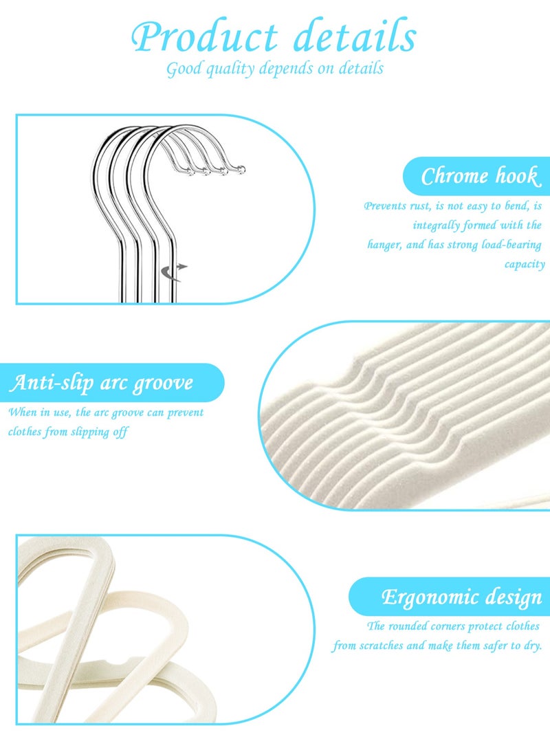 Rightsure Baby clothes hanger, kids velvet clothes hanger, kids clothes hanger with 360 degree rotating hook, grooved shoulder design for kids clothes, sturdy and durable clothes hanger 30 pack (off white) - Image 3