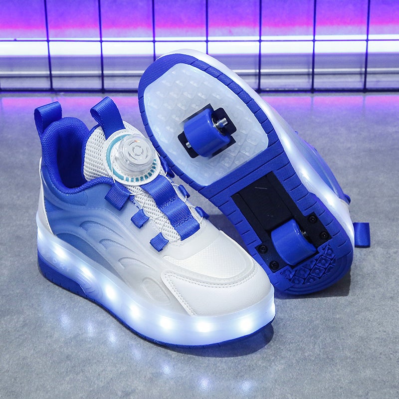 Kids 2024 Summer Dual-Wheel LED Skates Sneakers Pink [fashion]] - Image 3