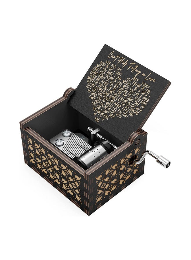 Wooden Hand-cranked Music Box Falling In Love Painted Carved Music Box For Couples Gift Ornaments Wholesale-Color:Fall In Love 05 - Image 1