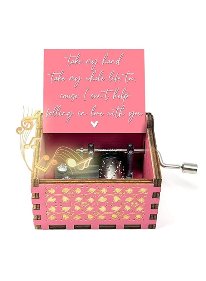 Wooden Hand-cranked Music Box Falling In Love Painted Carved Music Box For Couples Gift Ornaments Wholesale-Color:Fall In Love 05 - Image 3