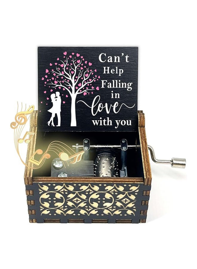 Wooden Hand-cranked Music Box Falling In Love Painted Carved Music Box For Couples Gift Ornaments Wholesale-Color:Fall In Love 05 - Image 4