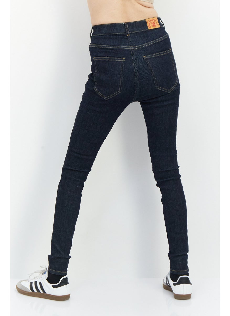 Dr Denim Women Moxy Petite Dark Wash Stretchable Jeans, Navy  - Image 4