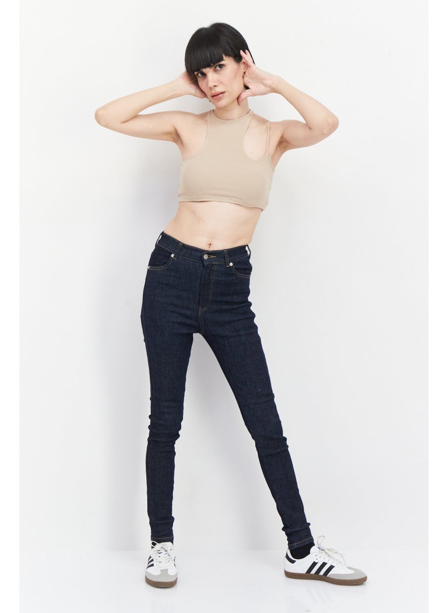 Dr Denim Women Moxy Petite Dark Wash Stretchable Jeans, Navy  - Image 3