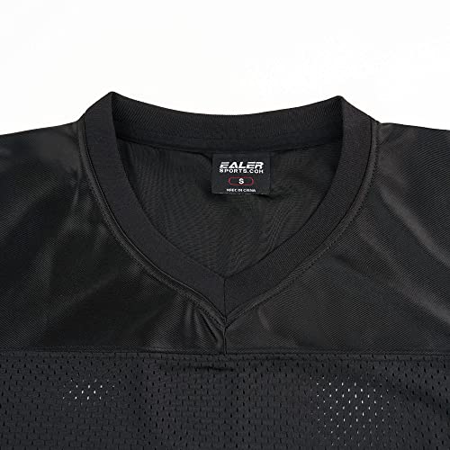 EALER Blank Football Jersey Mesh Athletic Football Shirt Practice Sports Uniform Black - Image 4