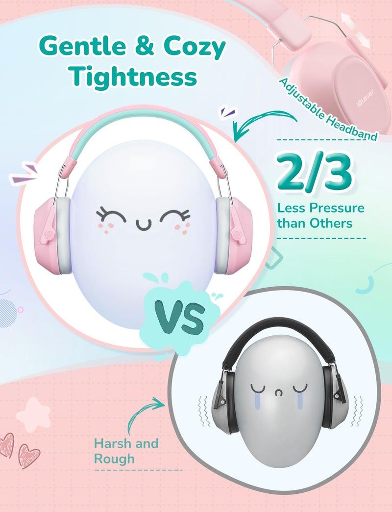 iClever Noise Cancelling Headphones for Kids Adults, SNR 29dB Safety Noise Reduction Ear Muffs for Autism Sensory &Concentration Aid, Ear Hearing Protection for Fireworks/Event/Monster Truck/Concert - Image 4