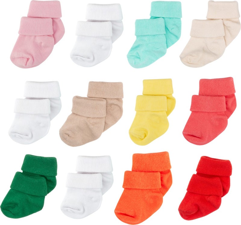 Novibaby 12 Pack Bamboo Newborn Baby Socks I Mix Girl I Girl Boy Baby Socks  - Image 4