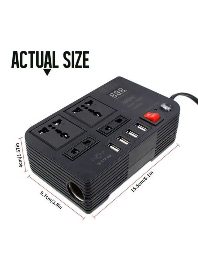 300W Car Inverter Inversor DC 12V To AC 220V Car Lighter Power Adapter Converter Splitter 4 USB Charger Fast Charging - Image 3