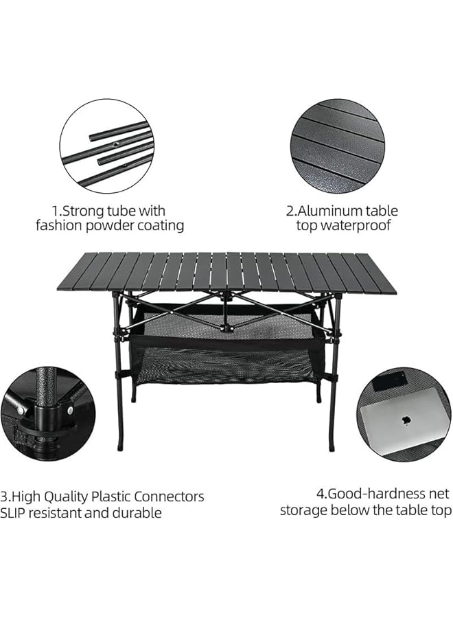 Green Tiger Outdoor Folding Portable Picnic Camping Table, Aluminum Roll-Up Table With Easy Carrying Bag For Indoor, Outdoor, Camping, Beach, Backyard, Bbq, Party, Patio, Picnic - Image 5