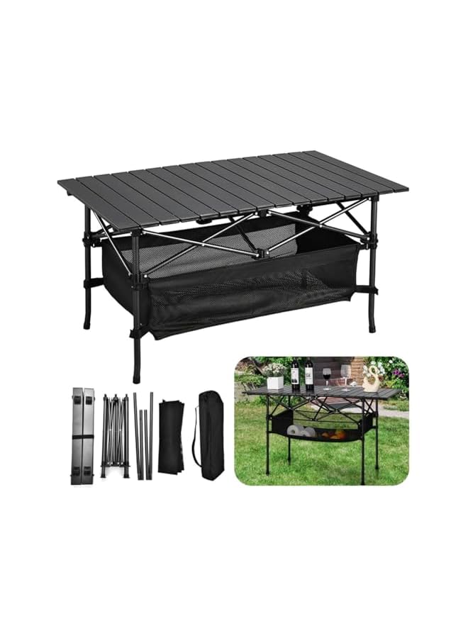 Green Tiger Outdoor Folding Portable Picnic Camping Table, Aluminum Roll-Up Table With Easy Carrying Bag For Indoor, Outdoor, Camping, Beach, Backyard, Bbq, Party, Patio, Picnic - Image 2