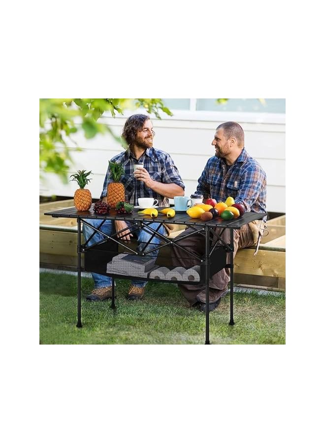 Green Tiger Outdoor Folding Portable Picnic Camping Table, Aluminum Roll-Up Table With Easy Carrying Bag For Indoor, Outdoor, Camping, Beach, Backyard, Bbq, Party, Patio, Picnic - Image 3