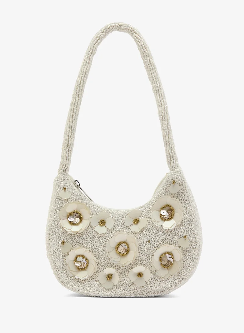Namshi x White Embroidered Beaded Floral Clutch for Women | Best Price UAE