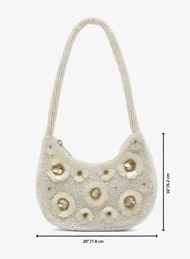 Namshi x White Embroidered Beaded Floral Clutch for Women | Best Price UAE